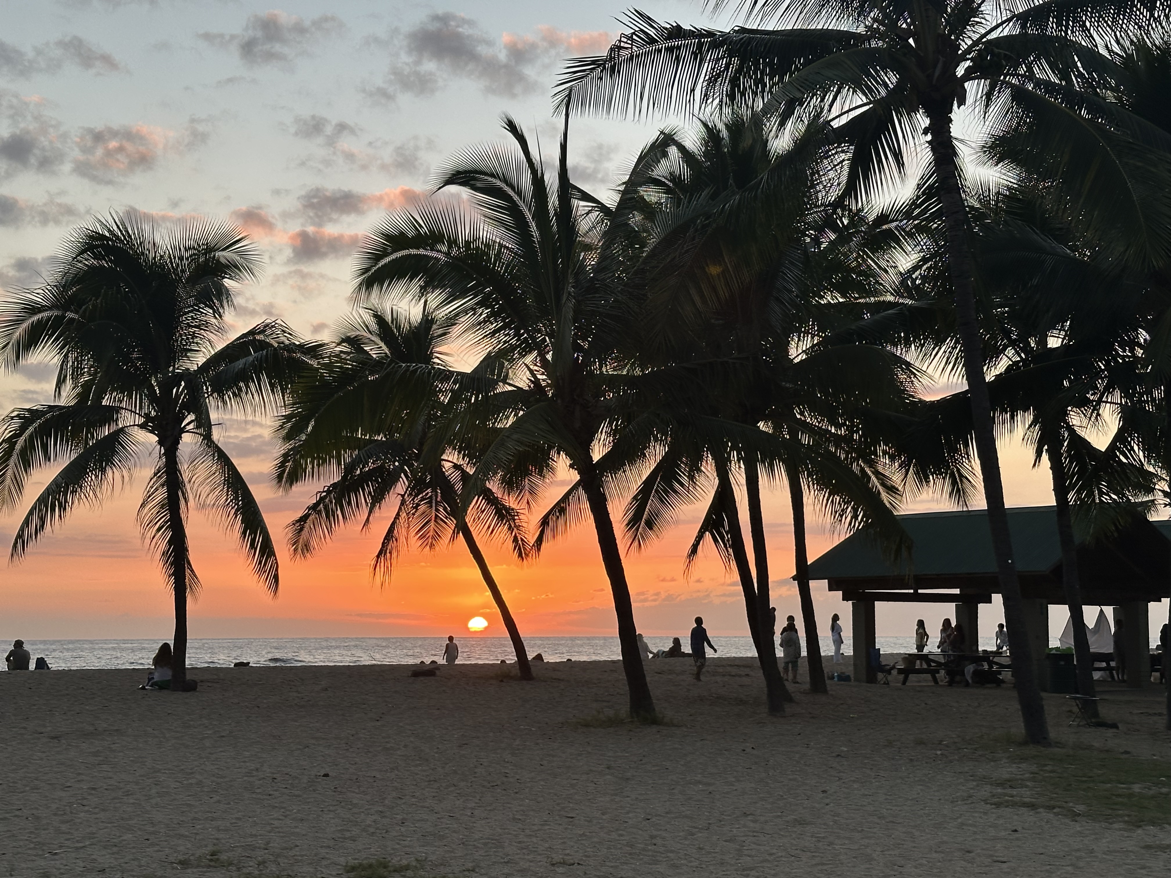 Old Airport Beach, Kailua Kona — clear water, lava rock coastline, and palm trees